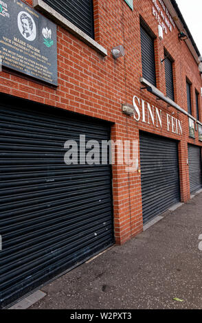 Falls Road, Belfast. Sinn Fein Partei head Office. Stockfoto