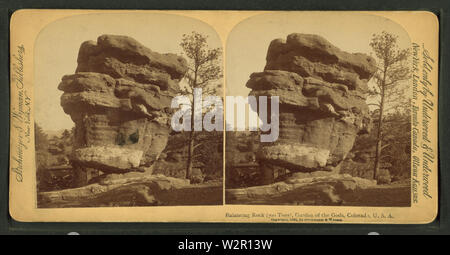 Balancing Rock (300 Tonnen), der Garten der Götter, Colorado, USA, von Robert N Dennis Sammlung von stereoskopische Ansichten Stockfoto