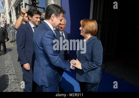 Giuseppe Conte und Maria Bianca Farina während der Ania2019 (Luigi Mistrulli/Fotogramma, Rom - 2019-07-10) p.s. La foto e 'utilizzabile nel rispetto del contesto in Cui e' Stata scattata, e senza intento diffamatorio del decoro delle Persone rappresentate Stockfoto