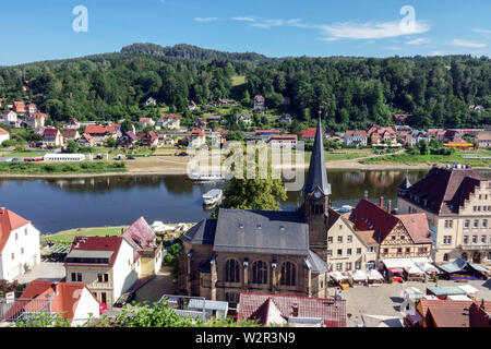 Stadt Wehlen, einer Stadt an der Elbe, Sachsen Deutschland Europa Stockfoto