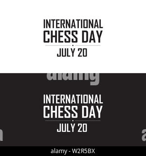 International Chess Tag Typografie Vektor-illustration isoliert auf Schwarzen und weißen Hintergrund. Stockfoto