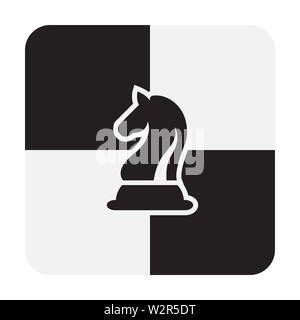 Schach Ritter Stücke isoliert auf weißem Hintergrund. Schachbrett Ritter Silhouetten Vector Illustration Stockfoto