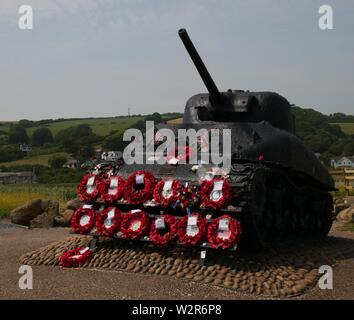 Memorial, slapton Sands, Devon, England Stockfoto