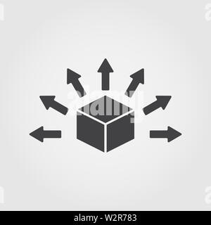 Flache Verteilung. Monochromes kreatives Design aus der Blockchain Icons Kollektion. Einfaches Symbol für die Verteilung von Schilder für mobile Geräte und Web Stockfoto