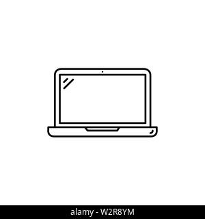 Laptop Symbol Leitung im flachen Stil Vektor für App, UI, Websites. Schwarzes Symbol Vektor Illustration Stockfoto