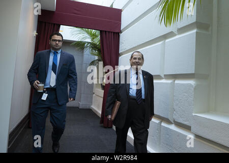 Washington, District of Columbia, USA. 10. Juli 2019. United States Vertreter Jerrold Nadler (Demokrat von New York) kommt zur demokratischen Caucus Treffen auf dem Capitol Hill in Washington, DC, USA am 10. Juli 2019. Credit: Stefani Reynolds/CNP/ZUMA Draht/Alamy leben Nachrichten Stockfoto