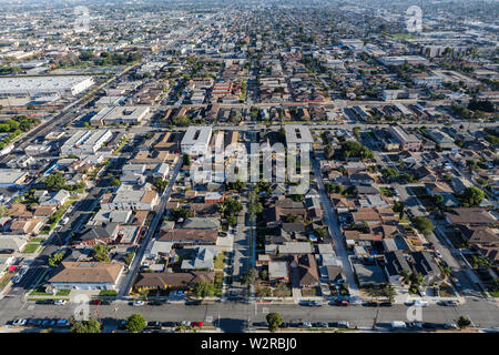 Nachmittag Luftaufnahme der Wohngebiete in der South Bay Los Angeles County, Kalifornien. Stockfoto