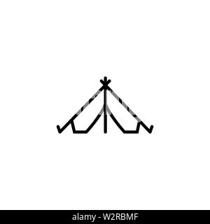 Zelt Symbol Leitung im flachen Stil Vektor für Apps, UI, Websites. Schwarzes Symbol Vektor Illustration. Stockfoto