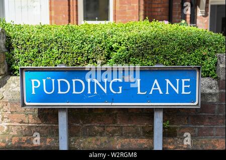 Maidstone, Kent, Großbritannien - Pudding Lane schrulligen Straßennamen in Großbritannien Stockfoto