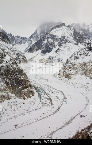 Mer de Glace Tal unter Mont Blanc Massiv in französischer Sprache Alsp Stockfoto