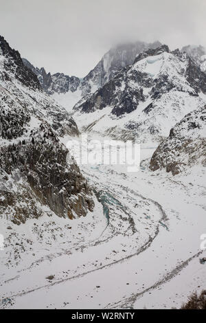 Mer de Glace Tal unter Mont Blanc Massiv in französischer Sprache Alsp Stockfoto