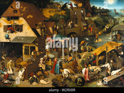 Niederländische Sprichwörter (Niederländischen Sprichwörter) (1559) Gemälde von Pieter Bruegel (Brueghel) der Ältere (I) Sehr hohe Qualität und Auflösung Stockfoto