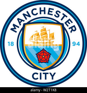 Logo der englischen Fußballmannschaft Manchester City - Vereinigtes Königreich. Stockfoto