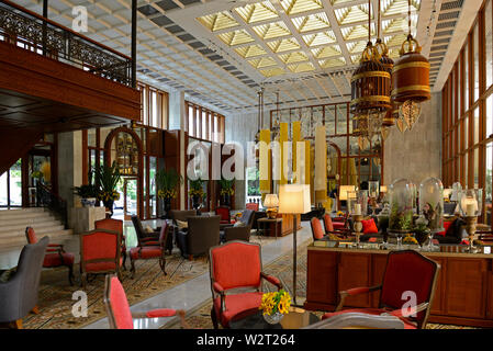 Bangkok, Thailand - Februar 02, 2019: Lobby und der Eingang des Mandarin Oriental Hotel Stockfoto