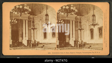 Korinthische Hall, S Ost, Masonic Temple, Philadelphia, PA USA, durch Kilburn, B W (Benjamin West), 1827-1909 Stockfoto