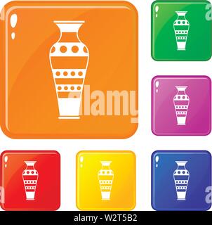 Ägyptische Vase Icons Set Vector Farbe Stock Vektor