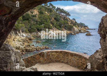 Fußweg, Cami de Ronda in Lloret de Mar, Costa Brava, Katalonien, Spanien. Stockfoto