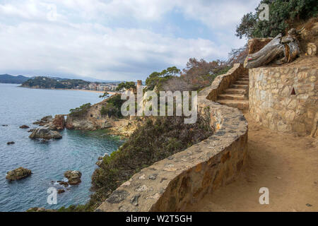 Fußweg, Cami de Ronda in Lloret de Mar, Costa Brava, Katalonien, Spanien. Stockfoto