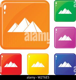 Pyramiden in Gizeh Icons Set Vector Farbe Stock Vektor