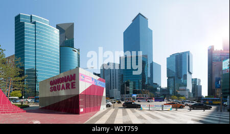 Gangnam Square, Central Seoul, Südkorea, Panorama Tagesansicht Stockfoto