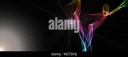 Futuristische wave panorama Hintergrund Design mit Beleuchtung Stockfoto