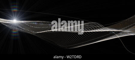 Futuristische wave panorama Hintergrund Design mit Beleuchtung Stockfoto