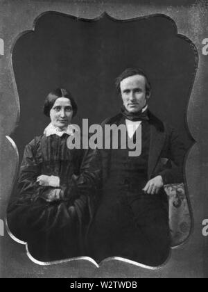 Rutherford B. Hayes (1822-93), 19. Präsident der Vereinigten Staaten von 1877-81, und seine Frau Lucy Webb Hayes (1831-89) am Tag ihrer Hochzeit, Three-Quarter Länge Porträt, Daguerreotypie, 30. Dezember 1852 Stockfoto