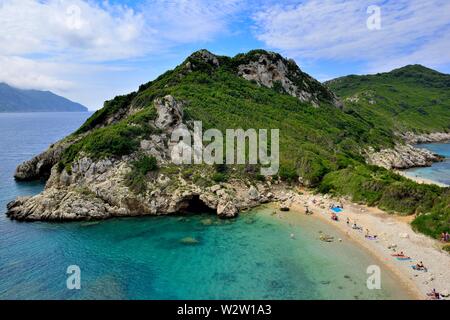 Porto timoni Strand, Kap Arillas, Porto Timoni, Afionas, Korfu, Griechenland, Ionische Inseln Stockfoto