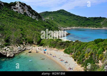 Porto timoni Strand, Kap Arillas, Porto Timoni, Afionas, Korfu, Griechenland, Ionische Inseln Stockfoto