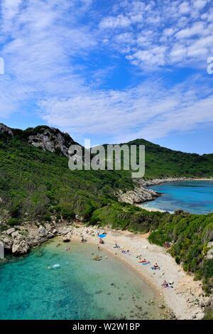 Porto timoni Strand, Kap Arillas, Porto Timoni, Afionas, Korfu, Griechenland, Ionische Inseln Stockfoto