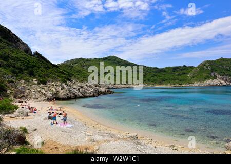 Porto timoni Strand, Kap Arillas, Porto Timoni, Afionas, Korfu, Griechenland, Ionische Inseln Stockfoto