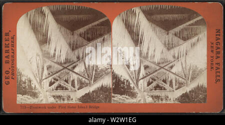 Eisskulptur unter ersten Sister Island bridge, Barker, George, 1844-1894 2 Stockfoto