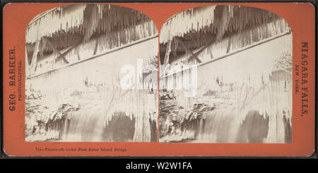 Eisskulptur unter ersten Sister Island bridge, Barker, George, 1844-1894 3 Stockfoto