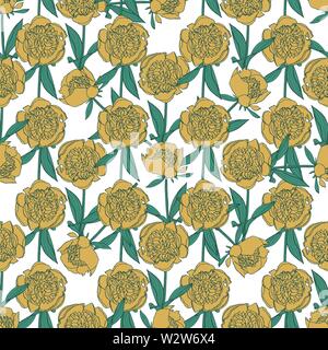 Nahtlose Muster mit Pfingstrose Blumen, Natur floral background. Stock Vektor