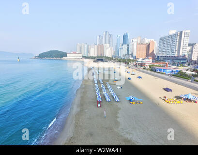 Morgen Sommer Haeundae Beach, Busan, Südkorea, Asien. Stockfoto