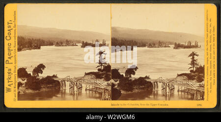 Inseln im Columbia, von der oberen Kaskaden, durch Watkins, Carleton E, 1829-1916 Stockfoto