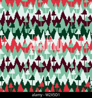 Die nahtlose Vektor weihnachten Muster mit Streifen und Bäume Stock Vektor