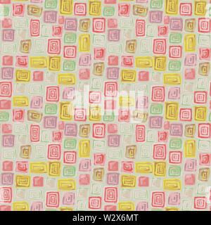 Kombinationsraster Muster mit Mosaik mit bunten Quadrat und Rechteck Kacheln Stockfoto