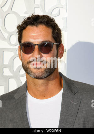 Beverly Hills, Kalifornien, USA. 10. Juli 2019. Tom Ellis besucht die Amerikanischen Freunde von Covent Garden 50-Jahr-Feier bei Jean-Georges - Beverly Hills am Juli 10, 2019 in Beverly Hills, Kalifornien. Foto: imageSPACE/MediaPunch Stockfoto