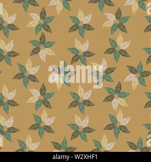 Die nahtlose Vektor Muster mit Blätter bilden pinwheel Formen Stock Vektor