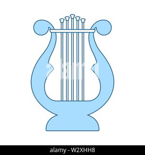 Lyra Symbol. Dünne Linie mit blauer Füllung Design. Vector Illustration. Stock Vektor