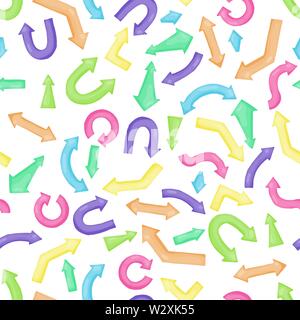 Hand Pfeile gezeichnet. Nahtlose Muster Hintergrund. Vector Illustration. Grün, Orange, Pink Blau Gelb Lila Stock Vektor