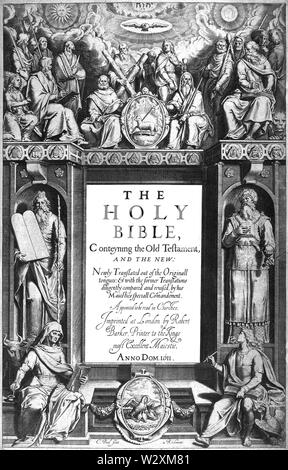 King-James-Version-Bible - Edition - Titel - Seite-1611 Stockfoto