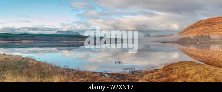 Panorama des Loch Borralan, Sutherland Stockfoto