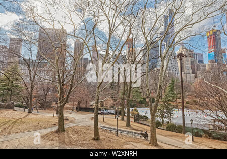New York Eisläufer Spaß im Central Park Stockfoto