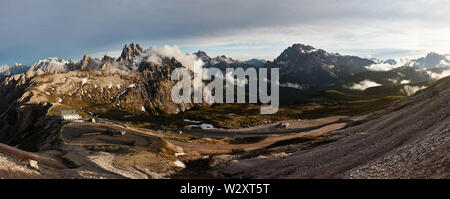 Panoramablick auf Cadini di Misurina Berge Stockfoto