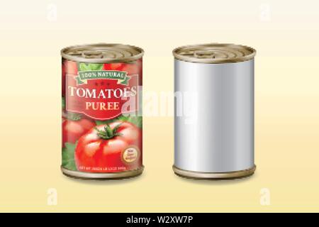 Dose Tomatenmark mockup in 3D-Darstellung Stock Vektor