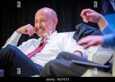 Chairman und CEO von Goldman Sachs, Lloyd Blankfein, antwortet auf die Fragen des Moderators und des Publikums bei einem Vorstellungsgespräch bei der jährlichen Sitzung für die ifma', die Securities Industry und Financial Markets Association. Stockfoto