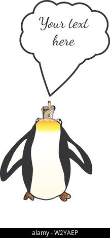 Pinguin schreit den Kopf heben. Doodle Flachbild bunten Illustrationen. Vintage Skizze Muster mit schwarzen Pinguin hand auf weißem Hintergrund zu drucken gezeichnet Stock Vektor