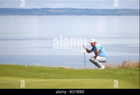 Der Engländer Lee Westwood im 3. Grün während des Tages eine der Aberdeen Standard Investitionen Scottish Open im Renaissance Club, North Berwick. Stockfoto